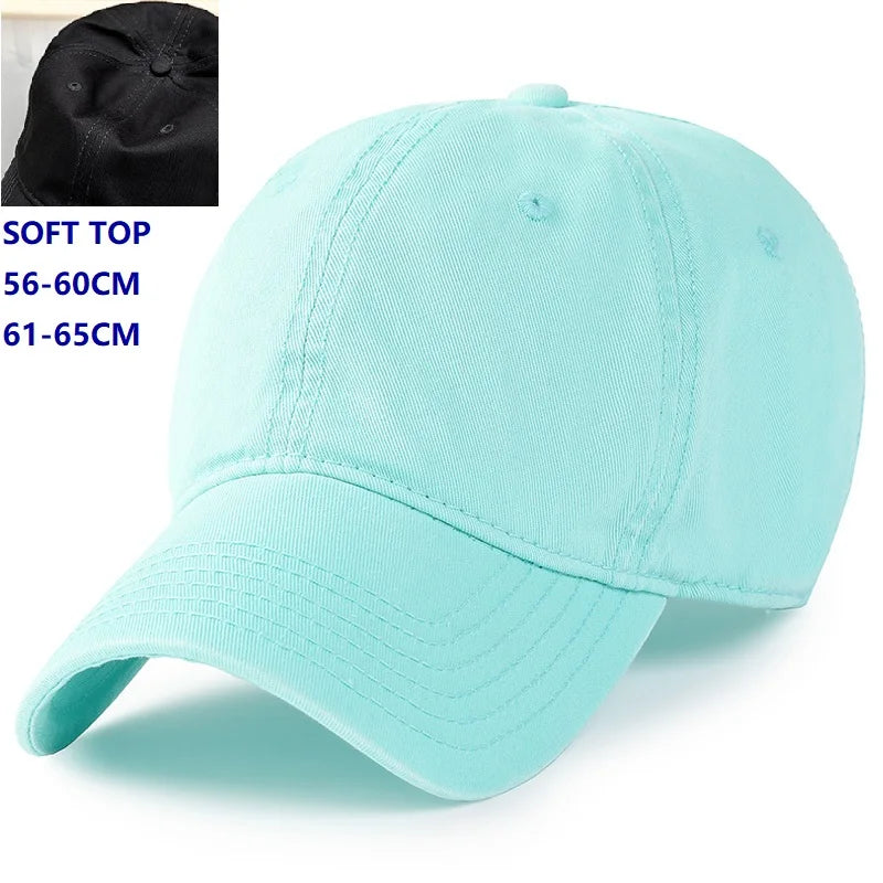 Męska i damska czapka oversize w rozmiarze XXL 100% bawełniana czapka baseballowa, duża czapka baseballowa dla osób o dużych głowach 56-63cm(23.5"-25.5”), regulowana czapka typu „dad cap” bez nadruku