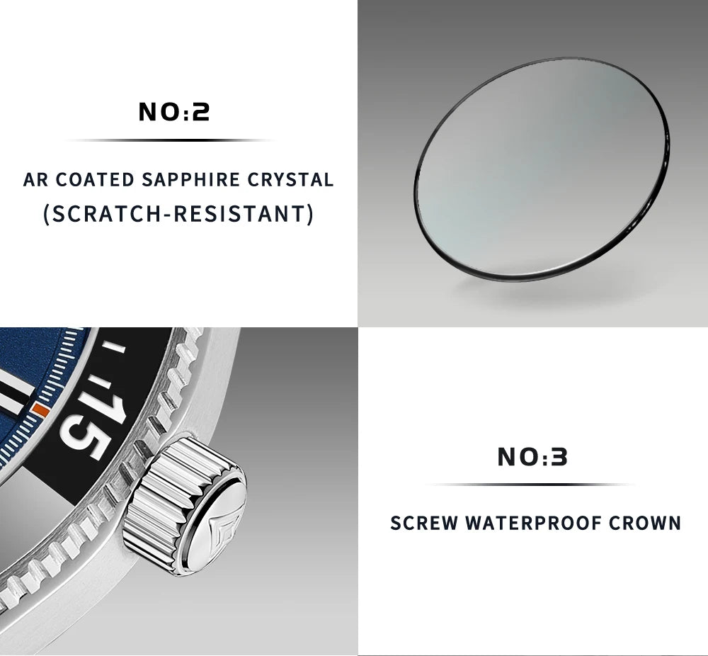 NEW 2025 CADISEN Men's Watches Mechanical Wristwatch For Men Automatic Watch Japan 8215 Ceramic Bezel 10Bar Waterproof Clock