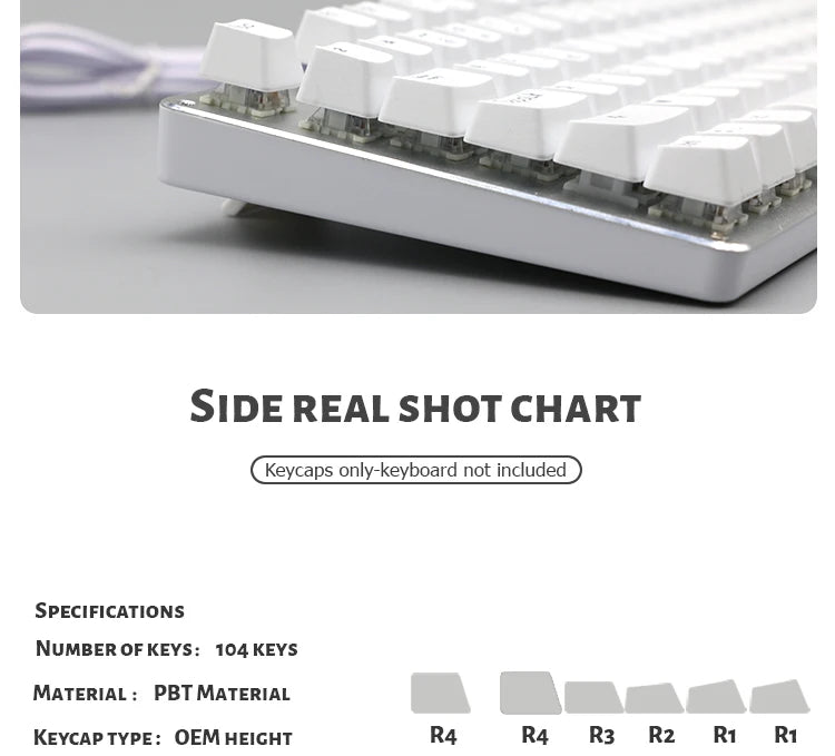 104 teclas retroiluminadas coreanas, francesas, rusas, españolas y alemanas para teclado mecánico con interruptores MX, perfil OEM, teclas ABS DIY