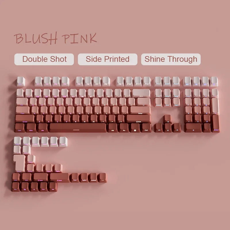 Nuevas teclas para teclado mecánico gaming 60/64/84/98/108 con interruptores MX, 135 teclas OEM PBT con grabado lateral y color degradado rojo y negro