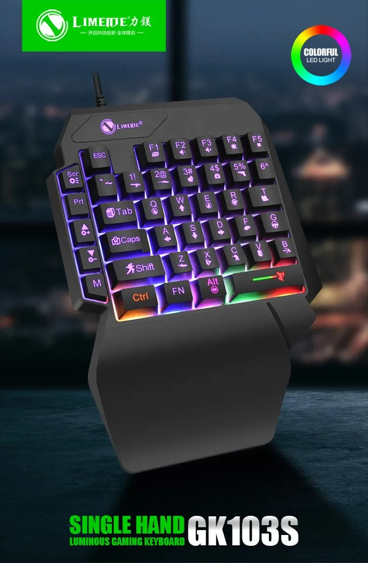 35 Tasten Einhand-Mini-Gaming-Tastatur USB, ultraflache kabelgebundene Tastatur mit Hintergrundbeleuchtung für Laptop, Desktop-PC und Smartphone