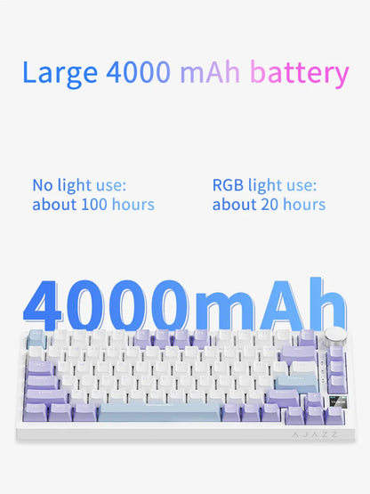 AJAZZ AK820 Mechanical Keyboard 70% Compact Layout/RGB Lighting/Hot-swappable Switches, with Wired, Wireless, and Bluetooth
