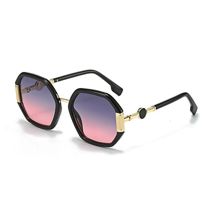 Fashionable Sunglasses for Women Unique Octagonal Frame with Gradient Lenses, Sunglasses with Golden Legs Women Glasses