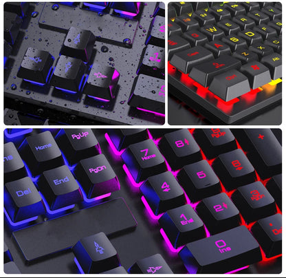 Set tastiera e mouse cablati da gaming ergonomici con tastiera 104 tasti, retroilluminazione RGB con effetto respiro, per computer, laptop, gamer e ufficio