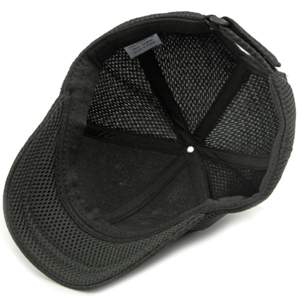 HT4828 Gorra de béisbol de ala corta de 5 cm para hombre, 6 paneles, gorra de béisbol de malla transpirable, gorra tipo «trucker», para hombre y mujer, lisa, sin estampados, con cierre a presión