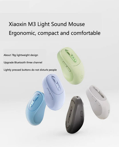 Lenovo Xiaoxin M3 Bluetooth Wireless Mouse, Rechargeable Silent Office Mouse with Triple Bluetooth Connectivity, Adjustable DPI, Twilight Gray