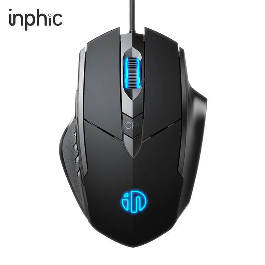 Ratón con cable Inphic W1 para eSports Gaming, ratón silencioso de oficina, opción de tres teclas y seis teclas