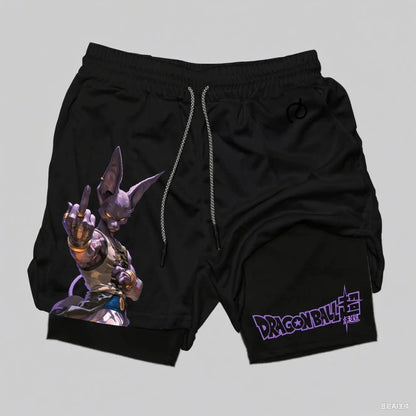 Dragon Ball Wukong Anime Sports Shorts Men's Double Layer 2-in-1 Sports Shorts Summer New Cartoon Printed Beach Pants