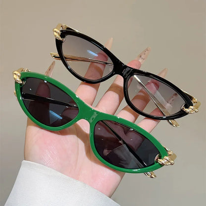 vintage small cat eye sunglasses for women new fashion beige gradient alloy sun glasses ladies elegant driving shades uv400