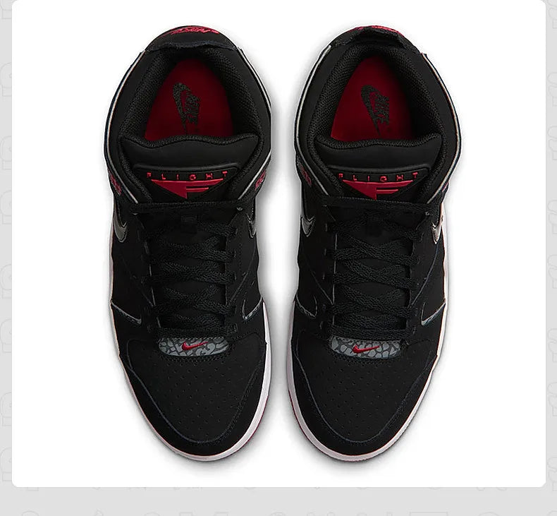 Nike Authentic AIR FLIGHT FALCON 397204‑061, chaussures de basketball mi-hautes pour hommes, noir, blanc, rouge, baskets rétro.