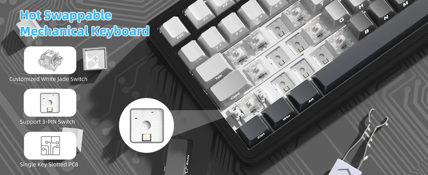 Teclado mecánico ATTACK SHARK X85 Tri-mode Gasket 75% con perilla CNC, acolchado de 5 capas, hot-swappable, retroiluminación RGB y NKRO