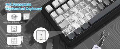 Teclado mecánico ATTACK SHARK X85 Tri-mode Gasket 75% con perilla CNC, acolchado de 5 capas, hot-swappable, retroiluminación RGB y NKRO