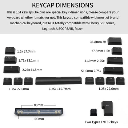104 teclas retroiluminadas coreanas, francesas, rusas, españolas y alemanas para teclado mecánico con interruptores MX, perfil OEM, teclas ABS DIY