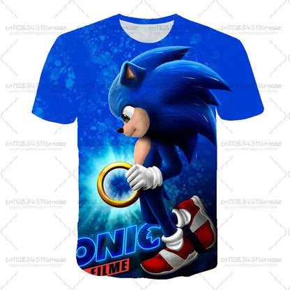 Men T Shirt Women Tee Boys Girls Top Adults Children Parent Child quick dry kid Tshirts Sonic Anime 3D Digital Printed Pattern