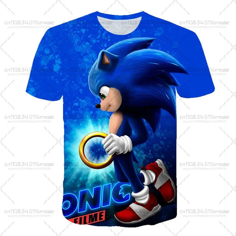 Men T Shirt Women Tee Boys Girls Top Adults Children Parent Child quick dry kid Tshirts Sonic Anime 3D Digital Printed Pattern
