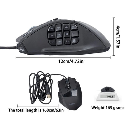 E-YOOSO X-39 programmierbare Gaming-Maus, kabelgebundene RGB-Maus mit 18 Tasten, 8 herausnehmbaren Gewichten, 5 DPI-Stufen, ergonomischem Griff für Computer