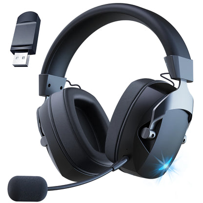 Kabelloses Gaming-Headset mit abnehmbarem Mikrofon mit Geräuschunterdrückung – 2.4G Wireless, Bluetooth 5.3 & kabelgebundene 3.5mm-Gaming-Kopfhörer für PS5, PC, Xbox, Mobilgeräte