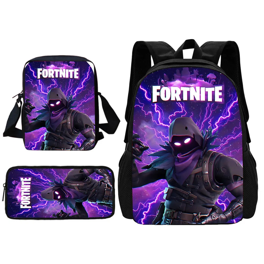 Beliebter FortniteS Schulrucksack für Kinder mit Umhängetasche und Federtaschen – Schultaschen für Jungen und Mädchen, ideales Geschenk