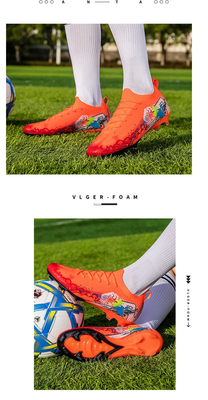 New Men Soccer Shoes FG Non-Slip Long Spikes Football Boots Soccer Cleats Training Shoes Match Ultralight Outdoor Drop Shipping
