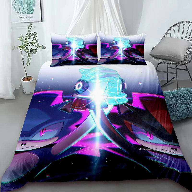 H-Hedgehog S-SonicES 3 Duvet Cover Set, Soft-Washed Cotton Bedding, Comfortable Summer Bedding for Student Dorms and Home