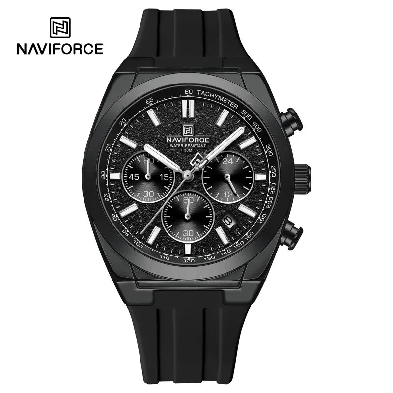 Relógio de pulso para homem NAVIFORCE – Estilo luxuoso e desportivo, movimento de quartzo, indicação de 24 horas, janela de data, cronógrafo, resistente à água – Ideia de presente para homem