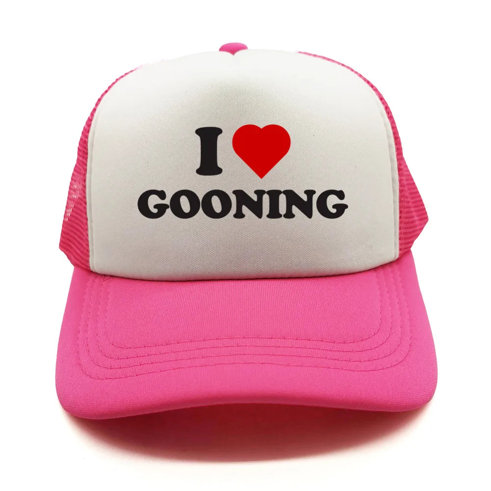 Αστεία καπέλα μπέιζμπολ «I Love Gooning» – Δροσερά καλοκαιρινά ανδρικά καπέλα από πλέγμα – Χιουμοριστικά καπέλα τύπου «Trucker» – Unisex καπέλα από πλέγμα για υπαίθριες δραστηριότητες – MZ-080