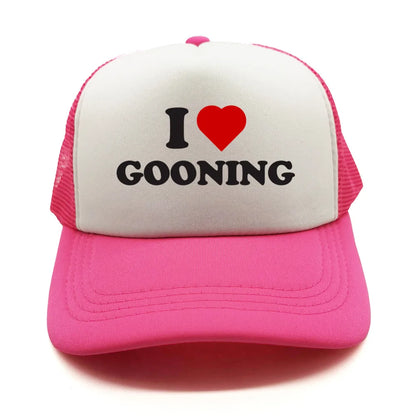 Αστεία καπέλα μπέιζμπολ «I Love Gooning» – Δροσερά καλοκαιρινά ανδρικά καπέλα από πλέγμα – Χιουμοριστικά καπέλα τύπου «Trucker» – Unisex καπέλα από πλέγμα για υπαίθριες δραστηριότητες – MZ-080