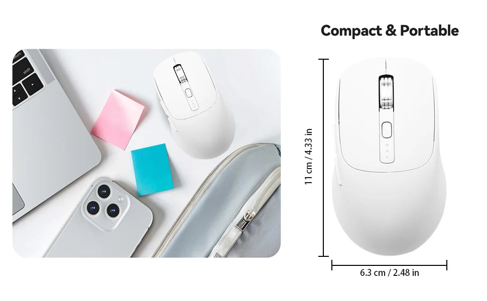 BalanceFit Bluetooth Wireless Mouse 5.2, Rechargeable Ergonomic Wireless Mouse with USB 2.4GHz for Laptop, MacBook, iPad, PC & Tablet