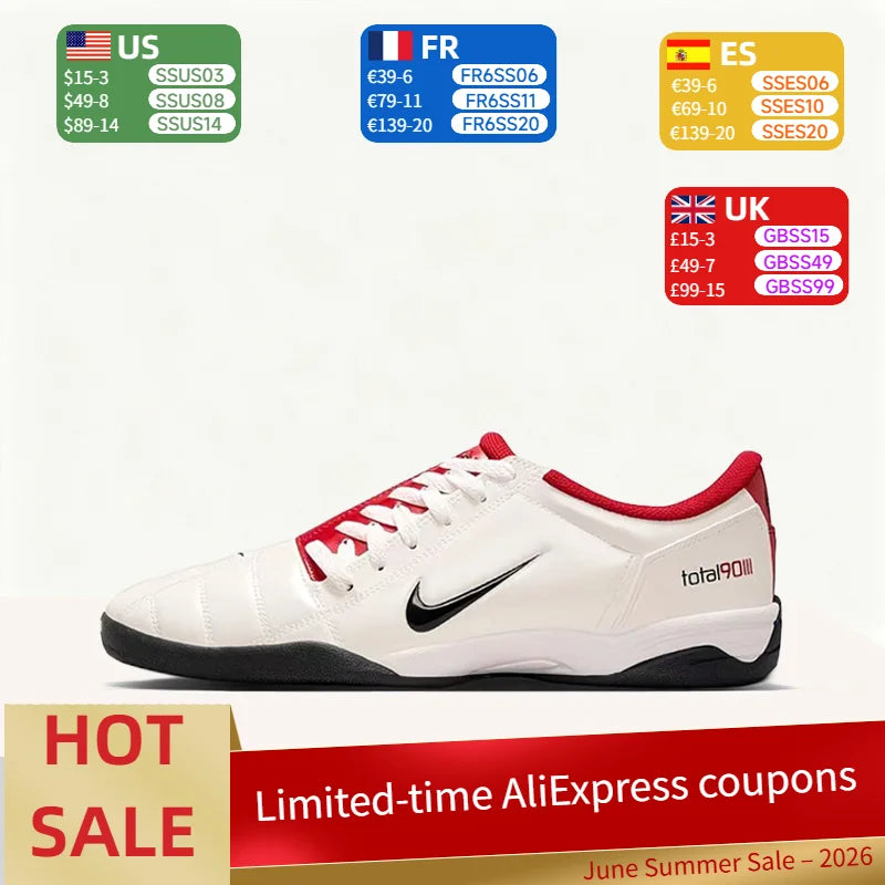 Nike Total 90 III Stylish,Minimalist,Comfortable,Snug-Fitting,Non-Slip, Durable Low-Top Soccer Cleats (Unisex, White) HQ2851-100