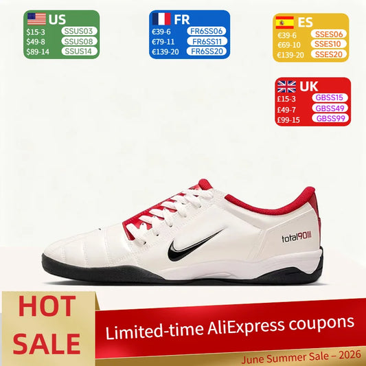 Nike Total 90 III Stylish,Minimalist,Comfortable,Snug-Fitting,Non-Slip, Durable Low-Top Soccer Cleats (Unisex, White) HQ2851-100