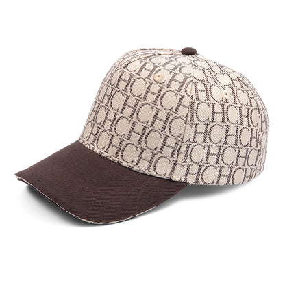 CH Monogram Print Baseball Cap Structured Adjustable Unisex Dad Hat Sun Visor Streetwear Black Woven Fabric Casual Cap