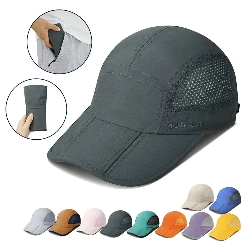 GADIEMKENSD Hitro sušeče se zložljive prenosne bejzbolske kape za moške, poletne z motivom morskih valov, vezenje, unisex športne sončne kape, kapice s snapback zapenjanjem