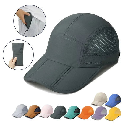GADIEMKENSD Hitro sušeče se zložljive prenosne bejzbolske kape za moške, poletne z motivom morskih valov, vezenje, unisex športne sončne kape, kapice s snapback zapenjanjem