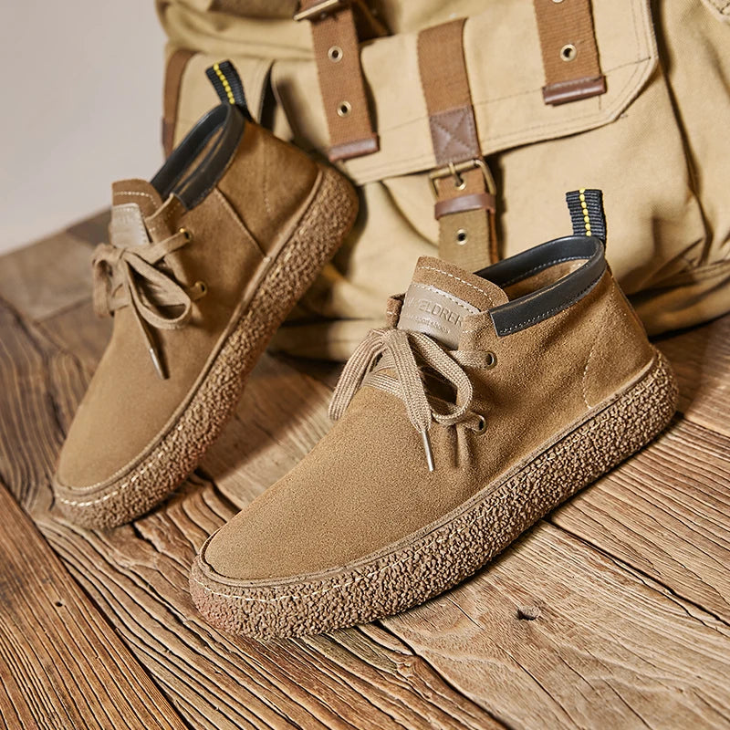 Luxury Brand Men Suede Leather Casual Shoes Genuine Leather Natural Handmade Anti-Skid Design Spring Autumn