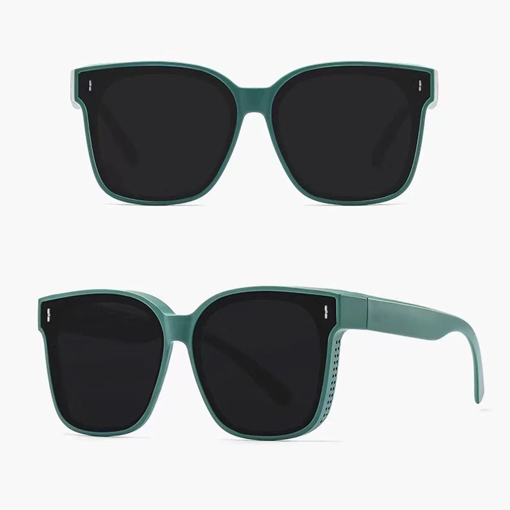 KLASSNUM Transfer Sunglasses Ladies Fit Over Sun Glasses Men Oversize Square Wrap Around Glasses for Prescription Myopia Goggles