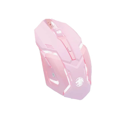 Ratón gaming Frontline rosa con cable, silencioso, mecánico, esports, inalámbrico Bluetooth para oficina, ordenador, diseño atractivo y estilo cute para chica