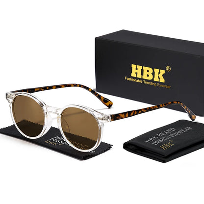 HBK Fashion polariserede solbriller til mænd, runde TR90-stel, modesolbriller til kvinder, kørsel, sport, UV400, Lunette De Soleil Homme