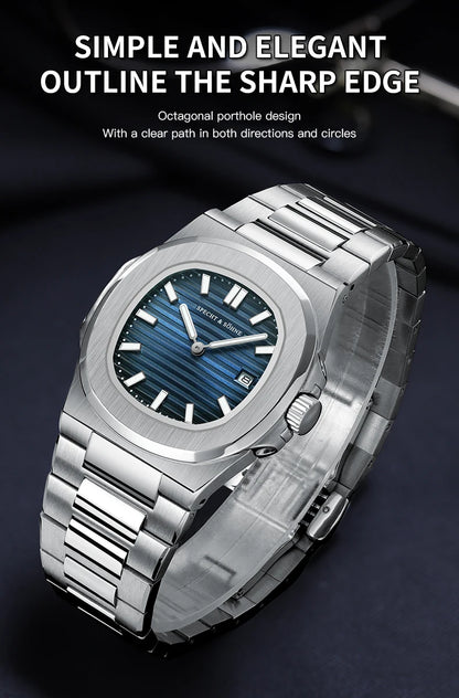 Specht & Söhne New Arrivals Mens Watch Rose Gold 5711 Classic Sports Watches Ultrathin Stainless Steel Sapphire 50M Waterproof