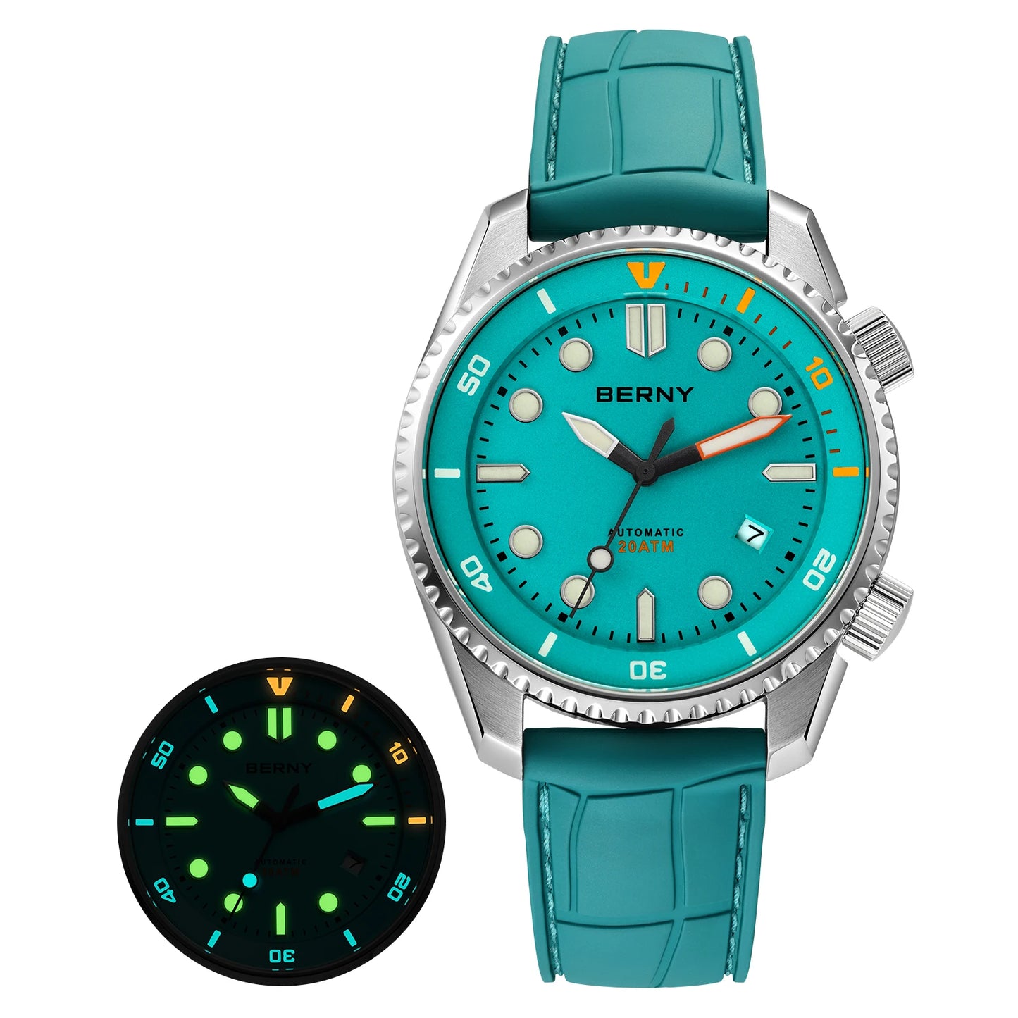 BERNY Diver Automatic Watches Men's Luxury Sapphire 316L Stainless Steel Mechanical Watch 42MM 200M Waterproof Diving Men's Watch