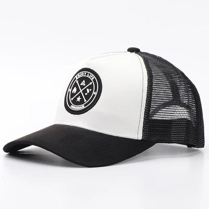 Letní síťovaná baseballová čepice pro ženy a muže s písmenkovou nášivkou, snapbacková čepice, ležérní, prodyšná, unisex, street, hip hop, trucker čepice