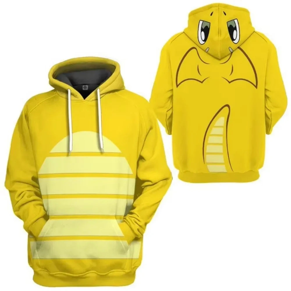 New Pokémon Pikachu Children Printed Top cosplay Hooded Fashion Trendy Casual Long-sleeved Pullover Sweatshirt Birthday Gift