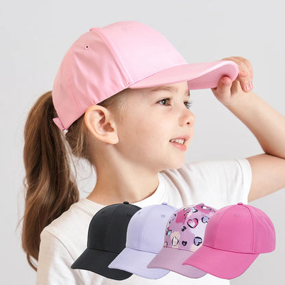 Hot High Ponytail Kids Hat Baseball Cap For Girls Boys Travel Sun Hat Adjustable Children Peaked Caps Hollow Back Ponytail Caps