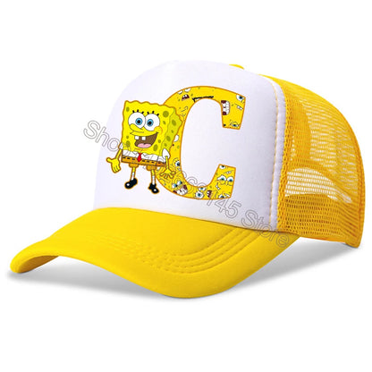 Spongebob-baseballkasketter til børn – kawaii-tegneserie med bogstaver – afslappet solhat til børn – justerbar kasket med skygge – fødselsdagsgaver