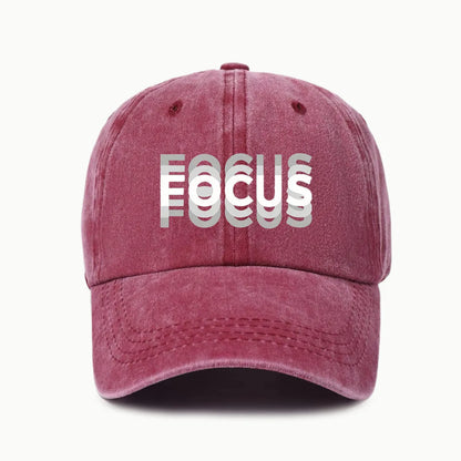 FOCUS Print Cap Washed Cotton Adjustable Classic Style Baseball Cap, Sports Duckbill Hat for Men and Women