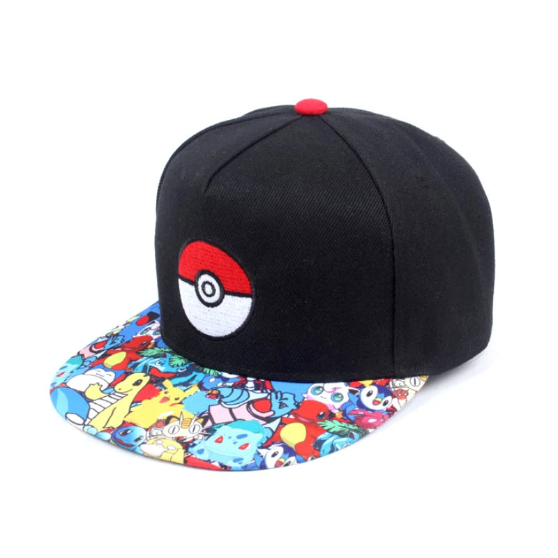 Pokémon-baseballkasket, Pikachu-hat, Pokémon-cosplay-hiphop-kasket til piger, drenge, børn, anime-figurer, legetøj, gave, tegneseriehat