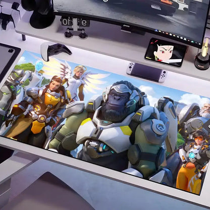 Tappetino mouse Overwatch in più misure, grande e quadrato, per computer, ufficio e gaming, tappetino da tavolo in gomma antiscivolo