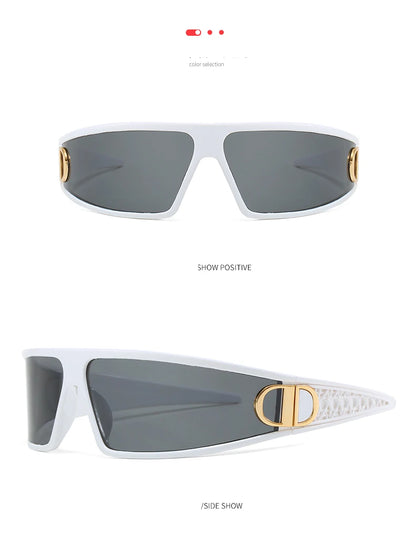 2pcs Luxury Headband Sunglasses Internet Celebrity Personalized Street Photography Concave Styling Outdoor UV Resistant Glasses
