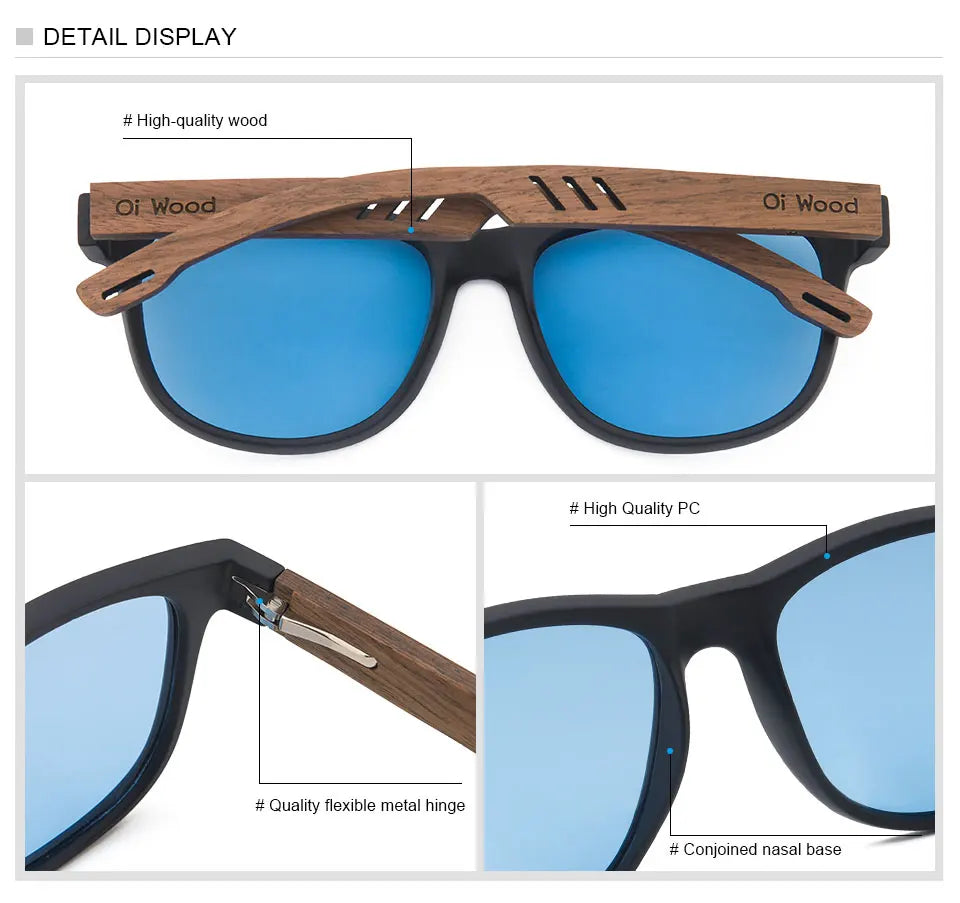 Oi Wood Sunglasses Polarized Black Walnut Wood Sunglasses for Man Polarized High Quality Sun Glasses Men UV400 Eyewear
