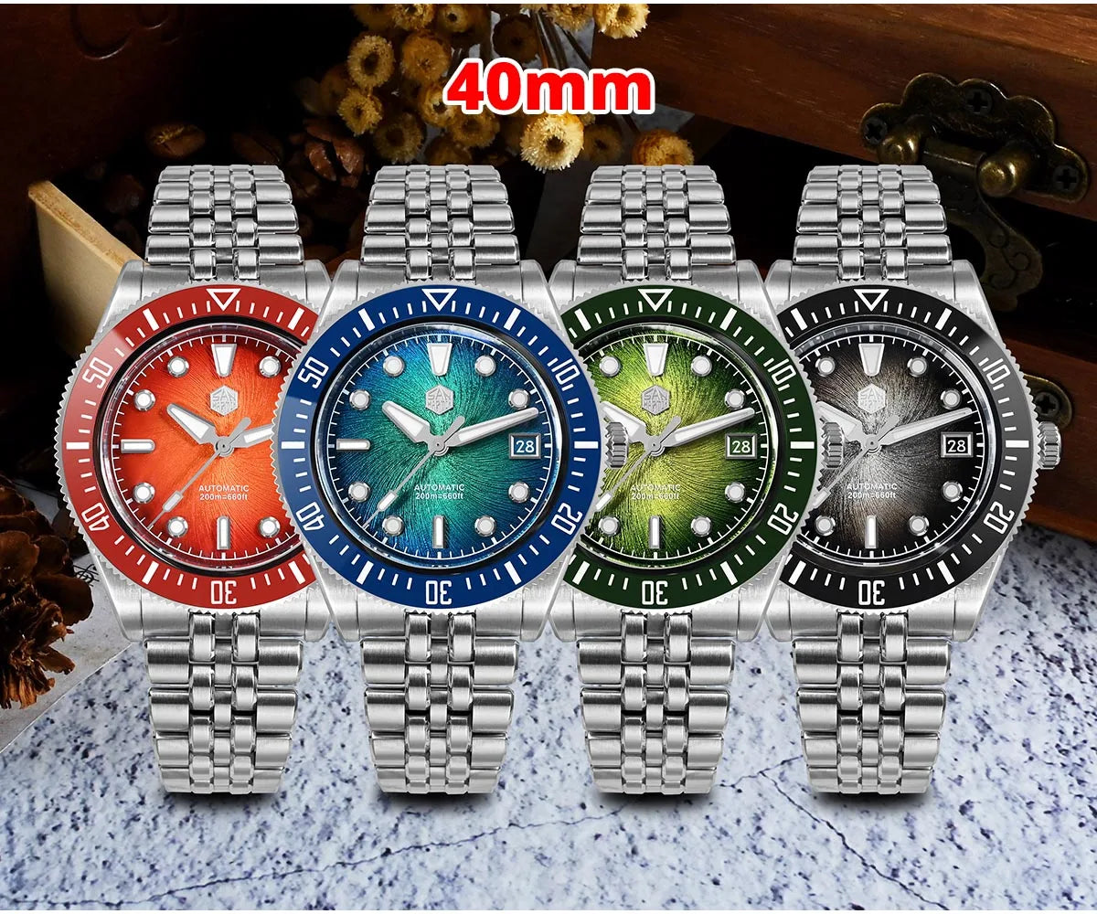 San Martin 37.5mm 40mm Men Diver Watch Miyota 9015 Enamel Dial Luxury Automatic Mechanical Wristwatch Waterproof 200m SN0148