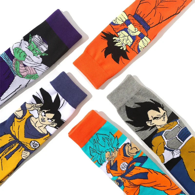 5Pairs Dragon Ball Unisex Cartoon Anime Socks Hip Hop Street Style Novelty Funny Casual Crew Socks for Men Women